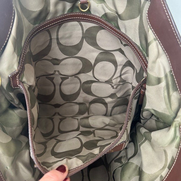 Coach Bleeker Tattersal Plaid Travel Tote Bag Brown Leather Trim & Zip pocket - Picture 14 of 16